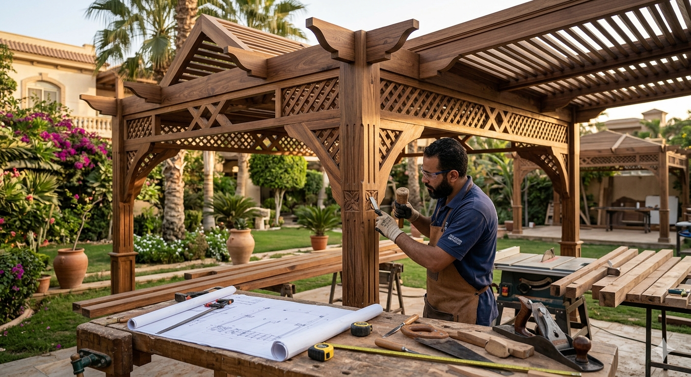 تصميم برجولات خشبية